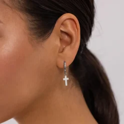 Earrings Cross Hoop